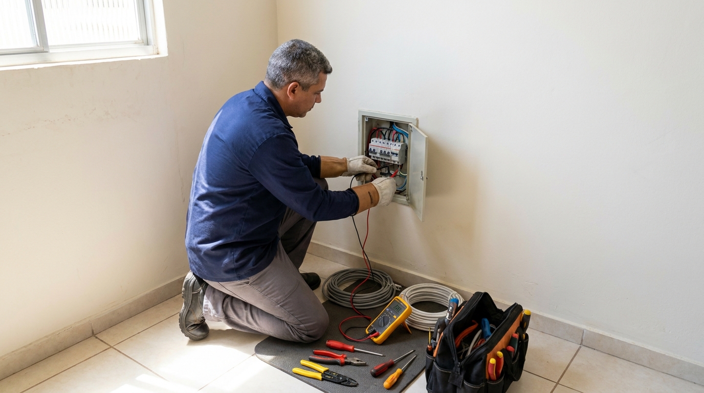 Eletricista realizando manutencao em Vila Velha‑ES