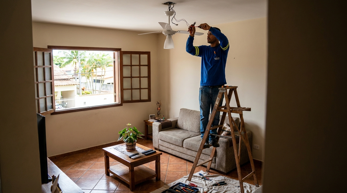 Instalacao de ventilador de teto profissional em Vila Velha‑ES
