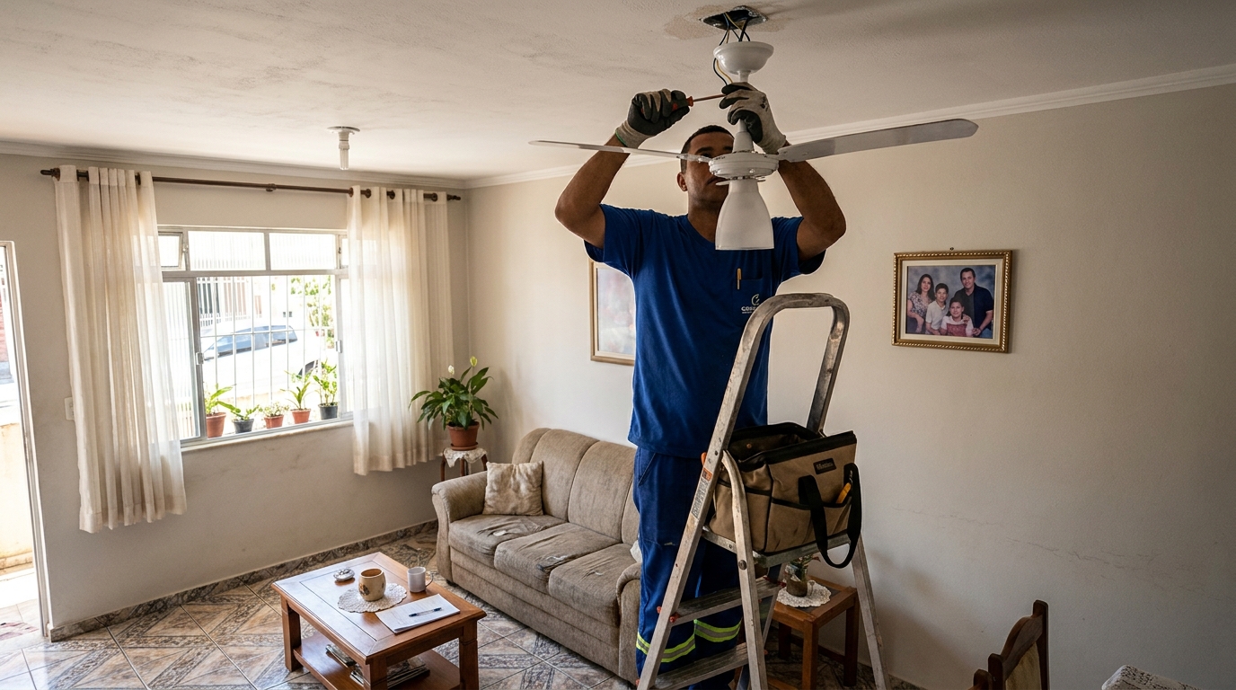 Instalacao de ventilador de teto residencial em Vila Velha‑ES
